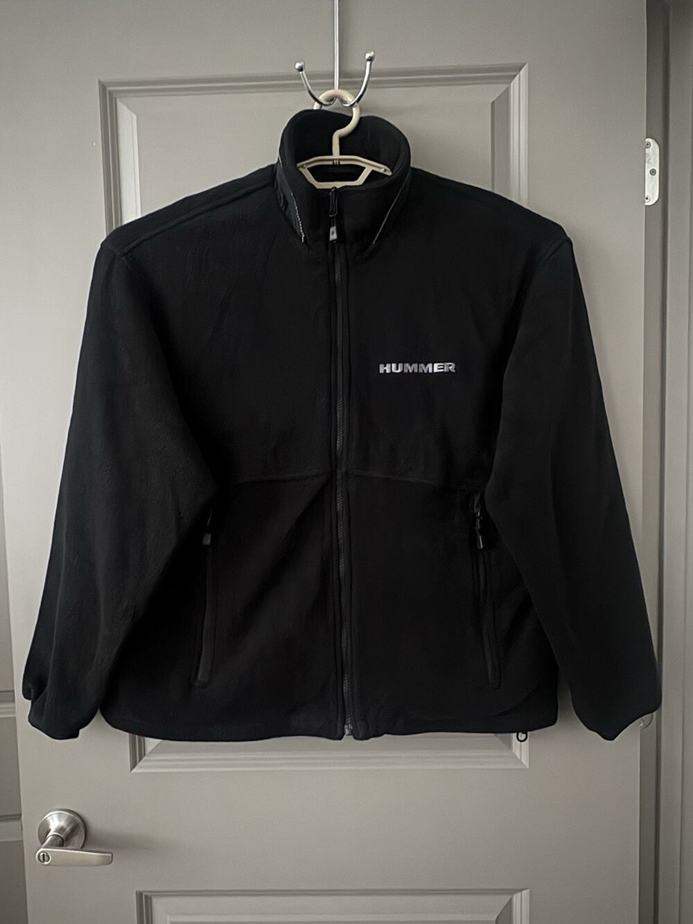 North End Vintage Hummer Black Fleece Jacket Mens L Full Zip All Climate Wear